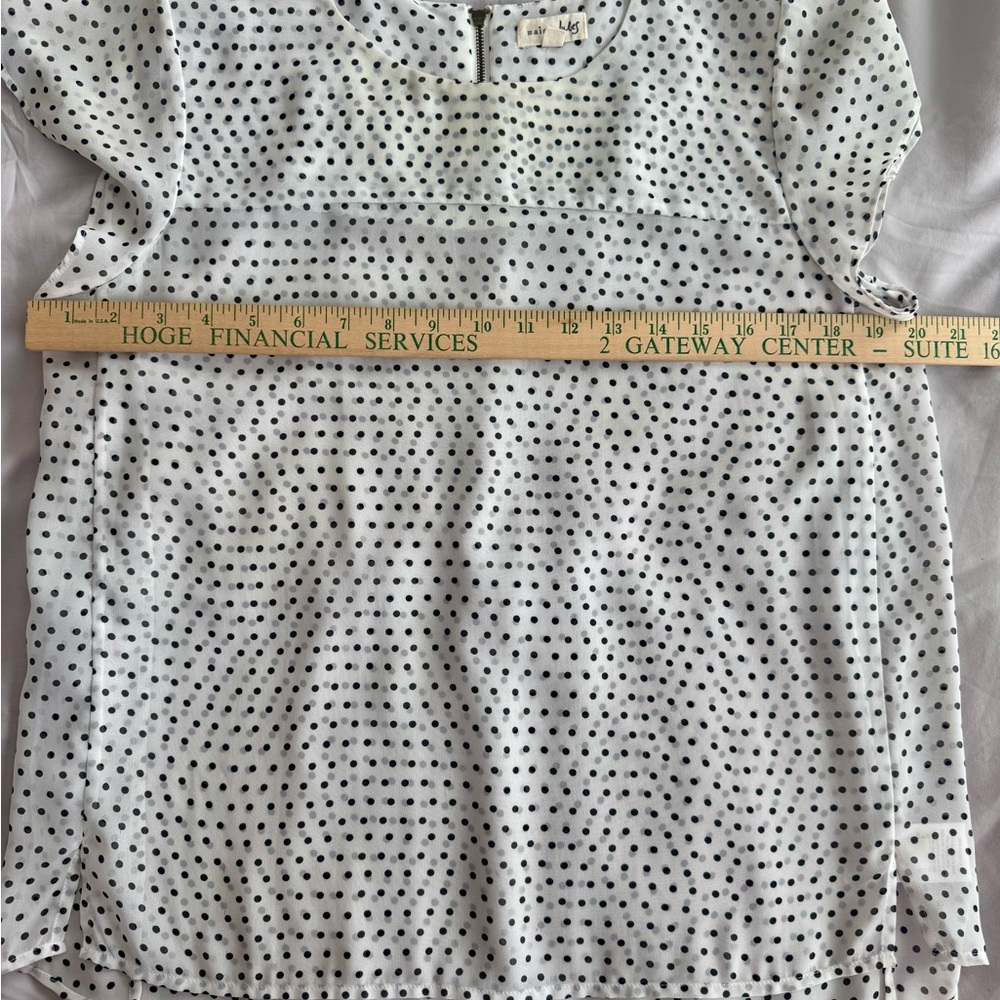 Maison Jules Off-White with Black Polka Dot Sheer Blouse Size Large - Picture 10 of 16